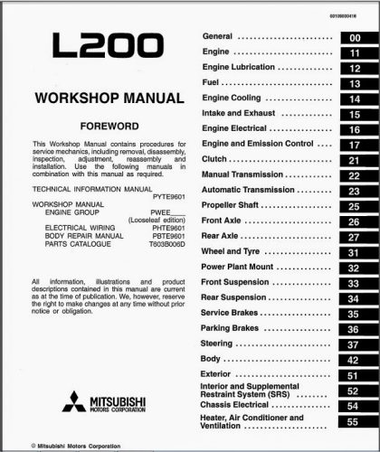 Mitsubishi L200 Service Manuals